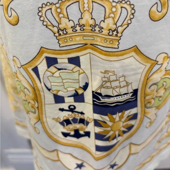 J McLaughlin Celestial Nautical Compass Short Sleeve Blouse Sz Medium - Picture 3 of 6